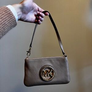Michael Kors Brown Leather Wristlet